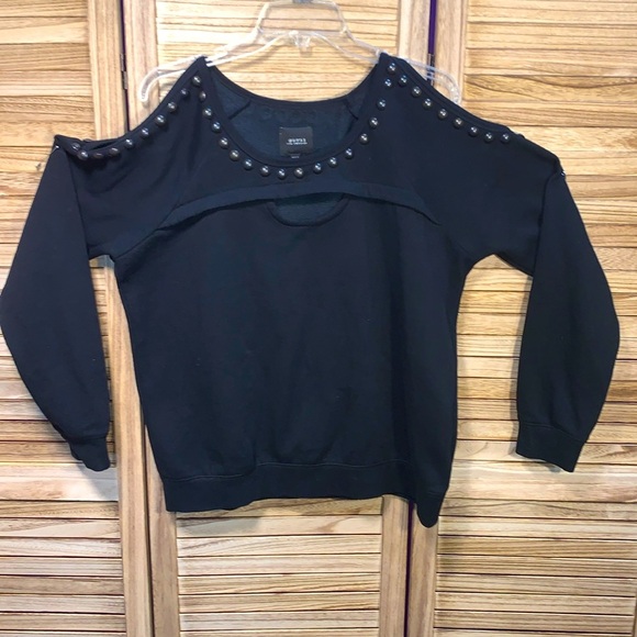 Guess Sweatshirt Round Studs Open Shoulder Banded L/S XL - Picture 1 of 10